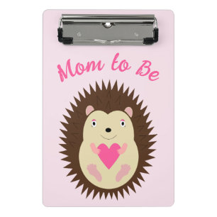 Hübsches rosa Baby-Mädchen-Igel werdende Mutter Mini Klemmbrett