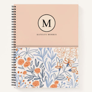 Hübsches Rosa Blau Blumenmuster  Notizbuch