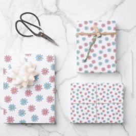 Hübsches rosa blaues Blossom-Muster für die Blume Geschenkpapier Set