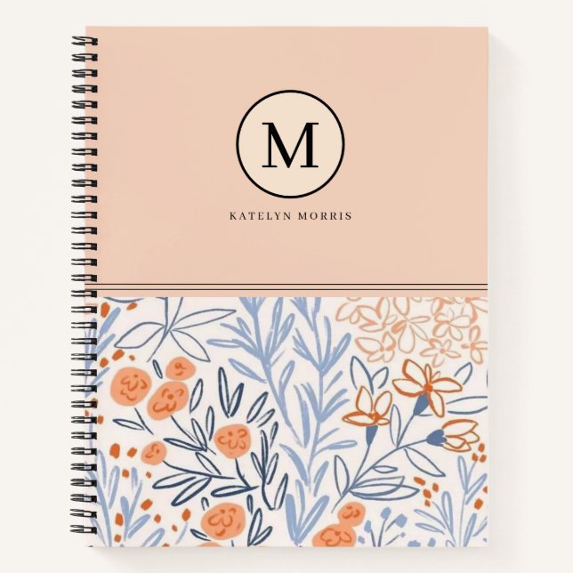 Hübsches rosa blaues Blume Muster Notizbuch (Vorderseite)