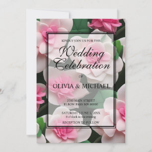 Hübsches rosa Blumenmuster Einladung