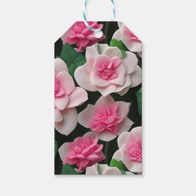 Hübsches rosa Blumenmuster Geschenkanhänger (Vorderseite)
