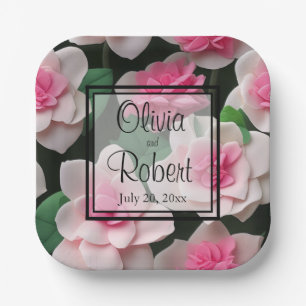 Hübsches rosa Blumenmuster Pappteller