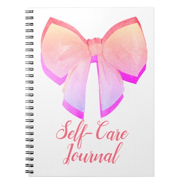 Hübsches, rosa Bogen-Self Care Journal Notizblock (Vorderseite)