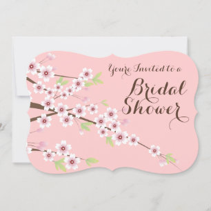 Hübsches Rosa/Braun Kirschblossom Brautparty Einladung