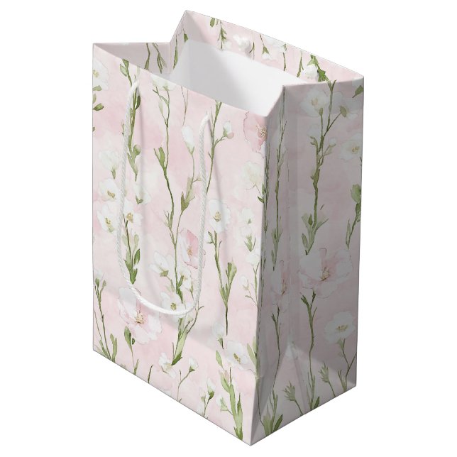 Hübsches Rosa Brautparty Mittlere Geschenktüte (Vorderseite Schrägansicht)