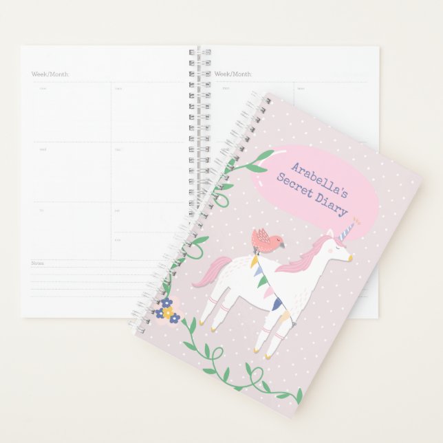 Hübsches Rosa Einhorn Girl's Secret Diary Planer (Anzeige)