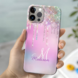 Hübsches rosa Einhorn Regenbogen Glitter Tropfen M iPhone Hülle