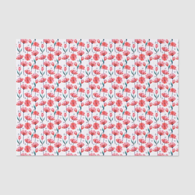 Hübsches rosa Floral Tulip Muster Seidenpapier (Vorderseite)