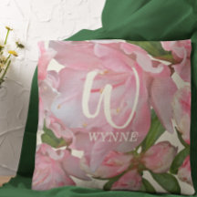 Hübsches rosa florales Foto Name des Elfenbeinmono