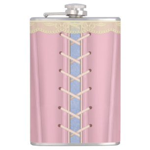 Hübsches rosa geschnürtes Korsett Flachmann