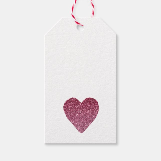 Hübsches Rosa Glitzer Herz Geschenkanhänger (Vorderseite)