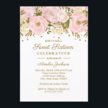 Hübsches Rosa Gold Flora 16 . Geburtstag Einladung<br><div class="desc">Hübscher florale 16 . Geburtstag Einladungen im Kleinen Bayleigh-Shop! Wir haben Kunstwerke von: www.createthecut.com</div>