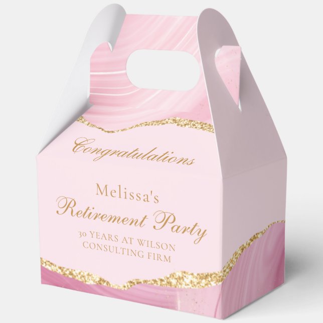 Hübsches Rosa Gold-Rente-Party Geschenkschachtel (Vorderseite)
