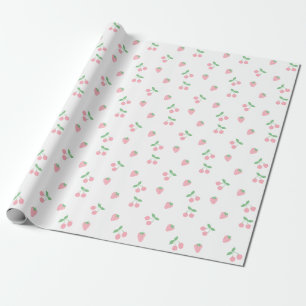 Hübsches rosa Kirschengräber Erdbeere Ästhetisches Geschenkpapier