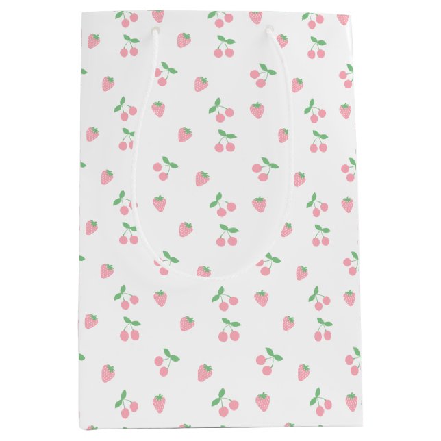 Hübsches rosa Kirschengräber Erdbeere Ästhetisches Mittlere Geschenktüte (Vorderseite)