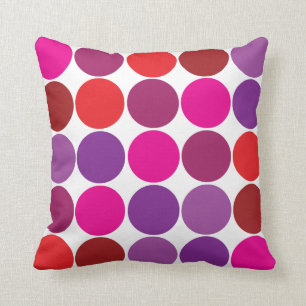 Hübsches rosa lila rotes Polka-Punkt-Kreis-Muster Kissen