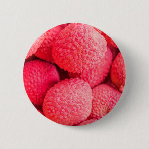 Hübsches rosa Lychee Frucht-Muster Button