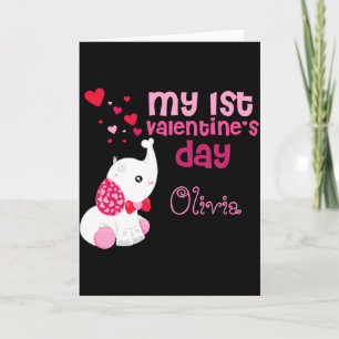 Hübsches rosa Mädchen, erster Valentinstag, indivi Karte