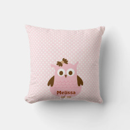 Hübsches rosa Mädchen Eulen-Bib (personalisiert) Kissen