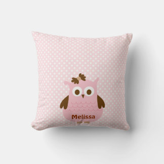 Hübsches rosa Mädchen Eulen-Bib (personalisiert) Kissen