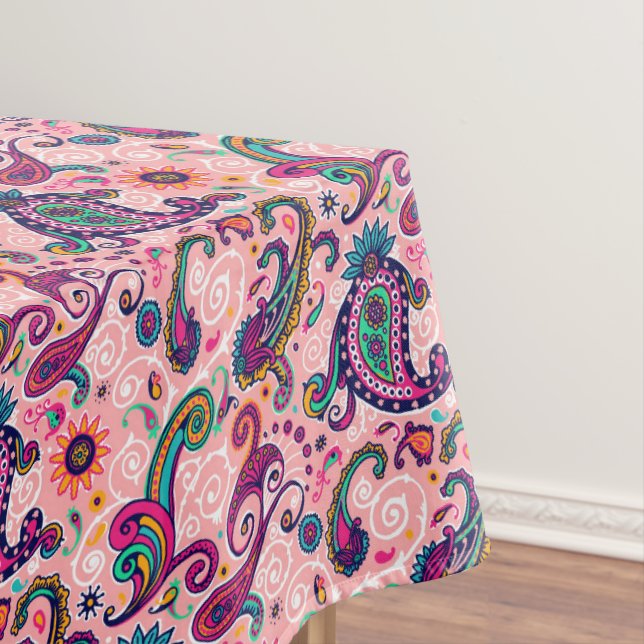 Hübsches rosa Paisley-Muster Tischdecke (Beispiel)