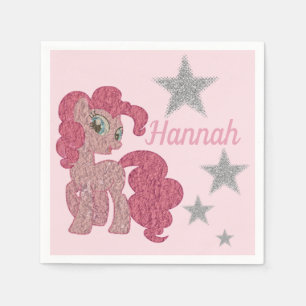 Hübsches rosa Pony personnalisiert Serviette
