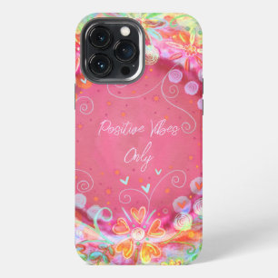 Hübsches Rosa "Positive Vibes" Zitat Inspirivität iPhone 13 Pro Max Hülle