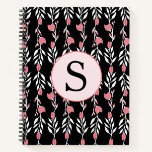 Hübsches rosa Roses Monogram Theme Notizbuch