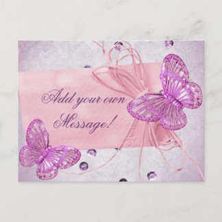 Hübsches rosa Schmetterlingsdesign Postkarte