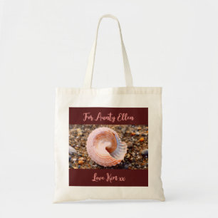 Hübsches rosa Seashell Beach Foto mit benutzerdefi Tragetasche