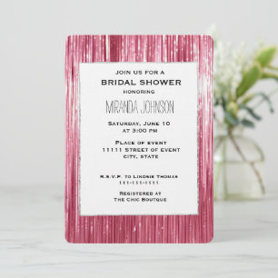 Hübsches Rosa Tinsel Stripes-Brautparty Einladung