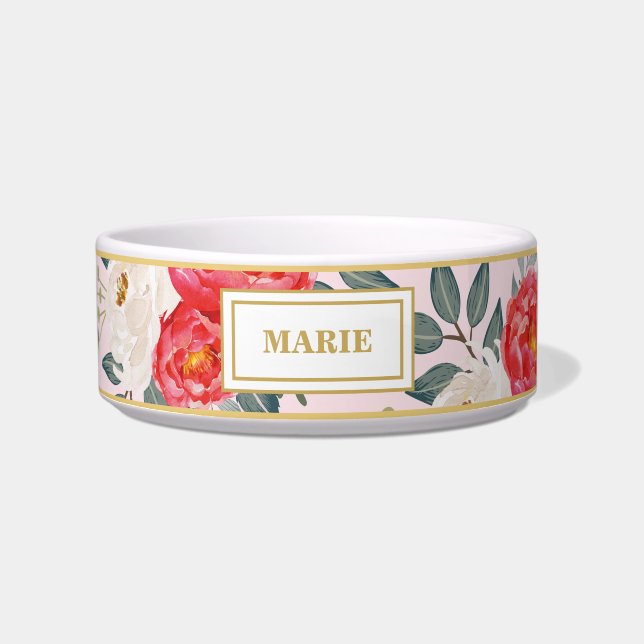 Hübsches Rosa u. Gold/stilvolles botanisches Napf (Vorderseite)