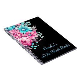 Hübsches Rosa und Aquamarines Schwarz der Blüte Notizblock