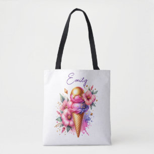 Hübsches Rosa und Gold Ice Creme Cone Blüten Tasche