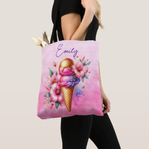 Hübsches Rosa und Gold Ice Creme Cone Blüten Tasche