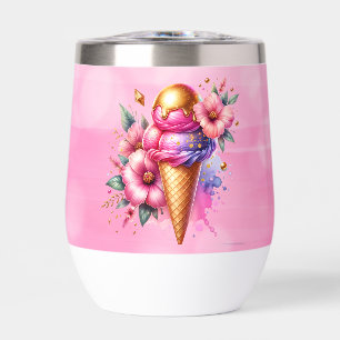 Hübsches Rosa und Gold Ice Creme Cone Personalisie
