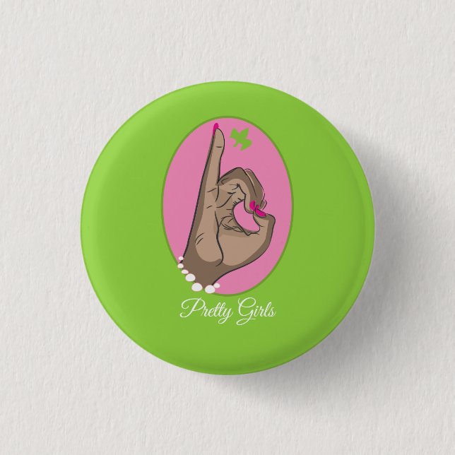 Hübsches Rosa und Grün Button (Vorderseite)