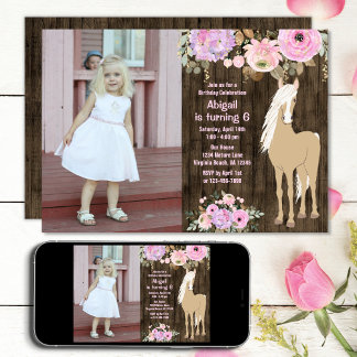 Hübsches Rosa und Lila Blume Foto Birthday Einladung