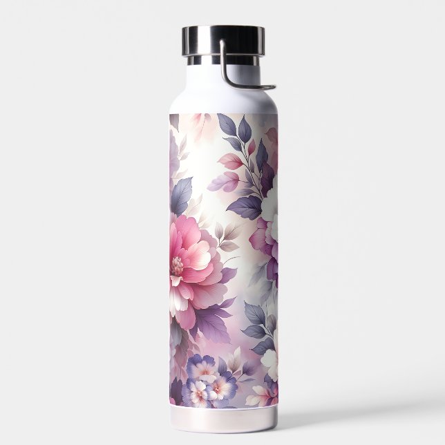 Hübsches Rosa und Lila Shabby Chic Trinkflasche (Links)