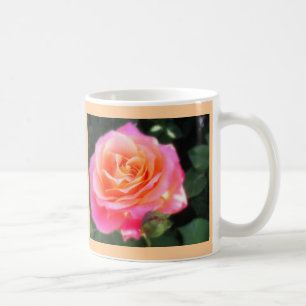 Hübsches Rosa- und Orange-Rose-Macro-Foto Kaffeetasse
