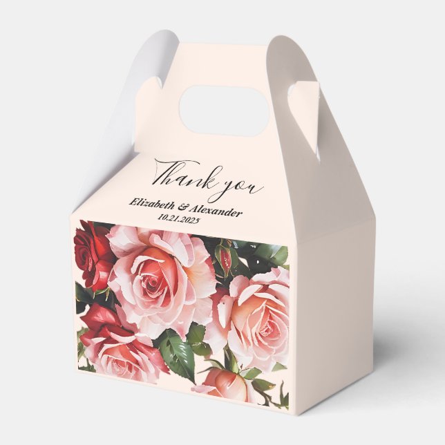 Hübsches Rosa und rote Rosen Hochzeit Geschenkschachtel (Vorderseite)