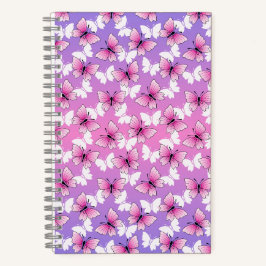 Hübsches Rosa und Weiß Schmetterling Spiralblock Notizbuch