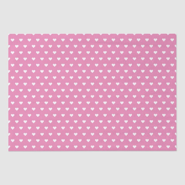 Hübsches Rosa und Weiße Herzen | Custom Seidenpapier (Vorderseite)