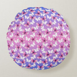 Hübsches rosa und weißes Schmetterlings-Rundkissen Rundes Kissen