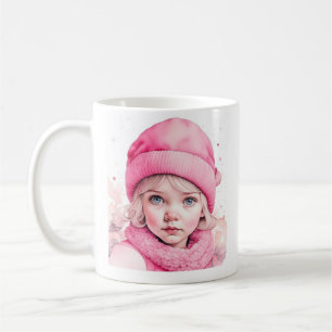 Hübsches rosa Vintage-Mädchen und Zitat Kaffeetasse