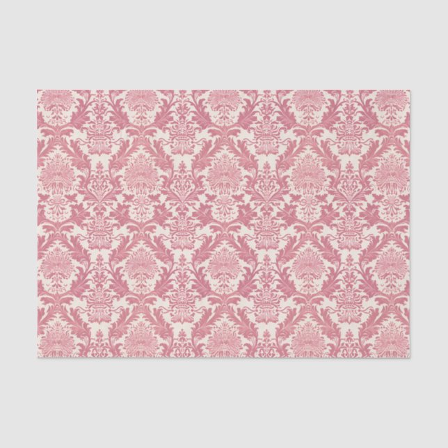 Hübsches rosa Zierdamastmuster Seidenpapier (Vorderseite)