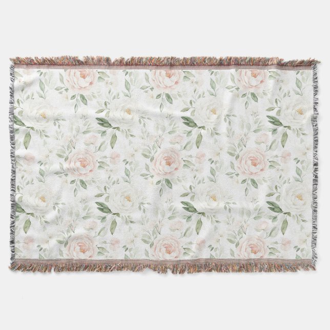 Hübsches Rosé-Blütenmuster   Decke (Vorderseite)