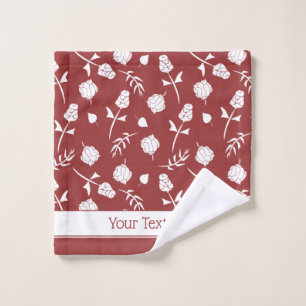 Hübsches Rot-Weiß-Rose Rosenknospe Blumenmuster Badhandtuch Set