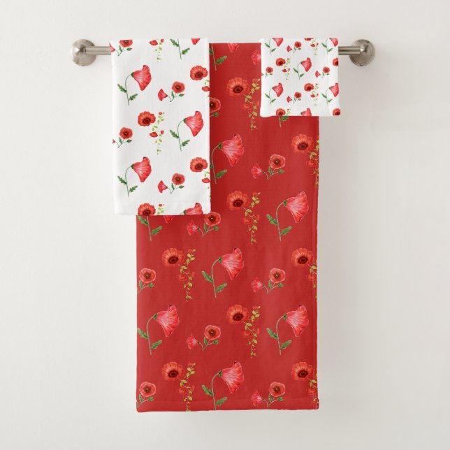 Hübsches rotes Muster Badhandtuch Set (Insitu)